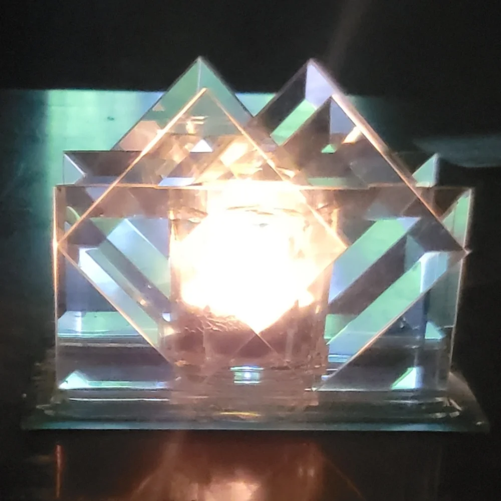 Vtg Kohl's Images Mirrored Votive Candle Holder W/Candle